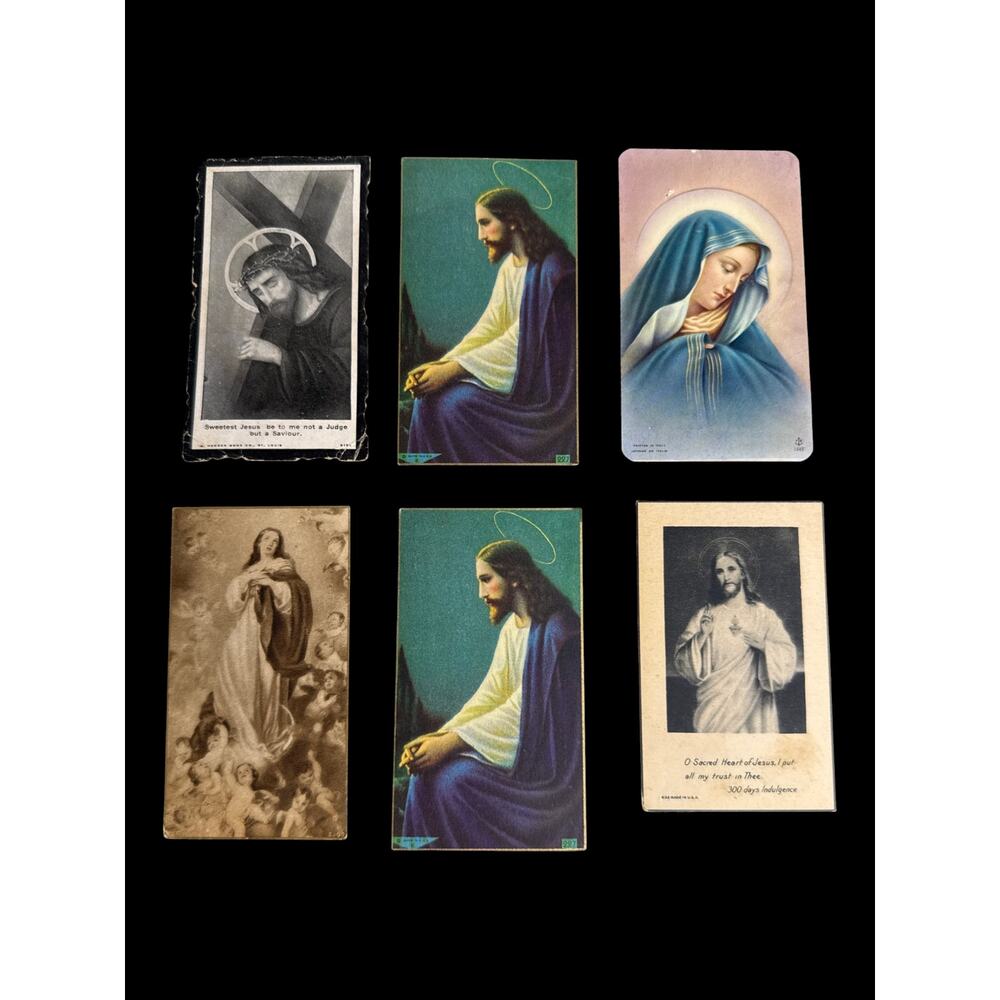 Vintage Catholic Funeral Memorial Prayer Cards 1925-1945 Lot of 6 Ephemera - Picture 2 of 6